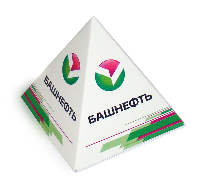 Конфеты в коробочках-пирамидках с логотипом Башнефти